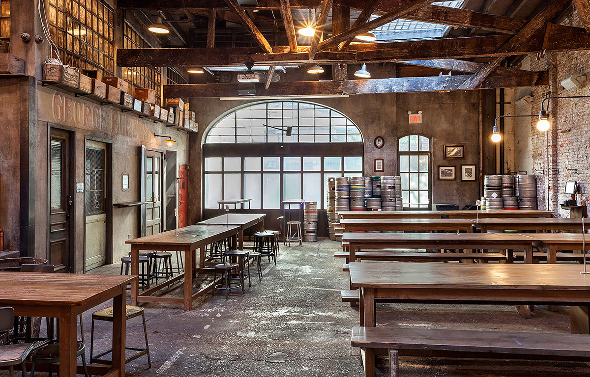 Interior of Houston beer hall.